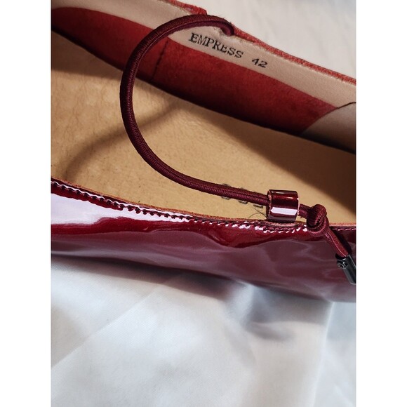 Empress Square Toe Flats Wine Patent Leather Slip on Elastic Strap EU 42 US 12 - Picture 8 of 14